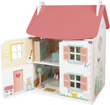 Janod – Mein erstes Puppenhaus aus Holz – 10 Zubehörteile – Puppenmöbel – magnetische Türen und abnehmbares Dach – FSC-zertifiziertes Holzspielzeug – ab 3 Jahren