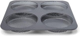 Hamburgerbrötchen, Perforiert, Antihaftbeschichte, 4 Runde Mulden Mit Je 12 Cm, Pfannengröße 28 X 28 Cm, 2,5 Cm Tief, Mittelgroß, Schwarz Formen und Tabletts zum Backen Naty Shop