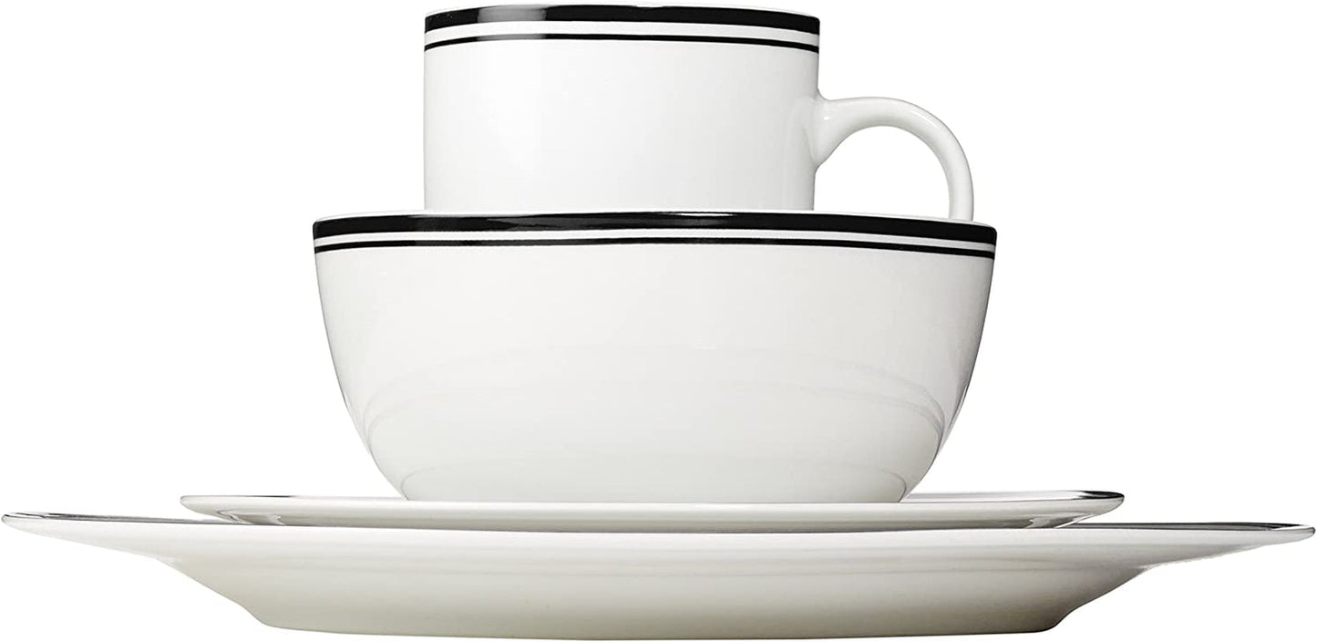 Amazon Basics Coffee Black Rim 16-teiliges Geschirrset für 4 Personen
