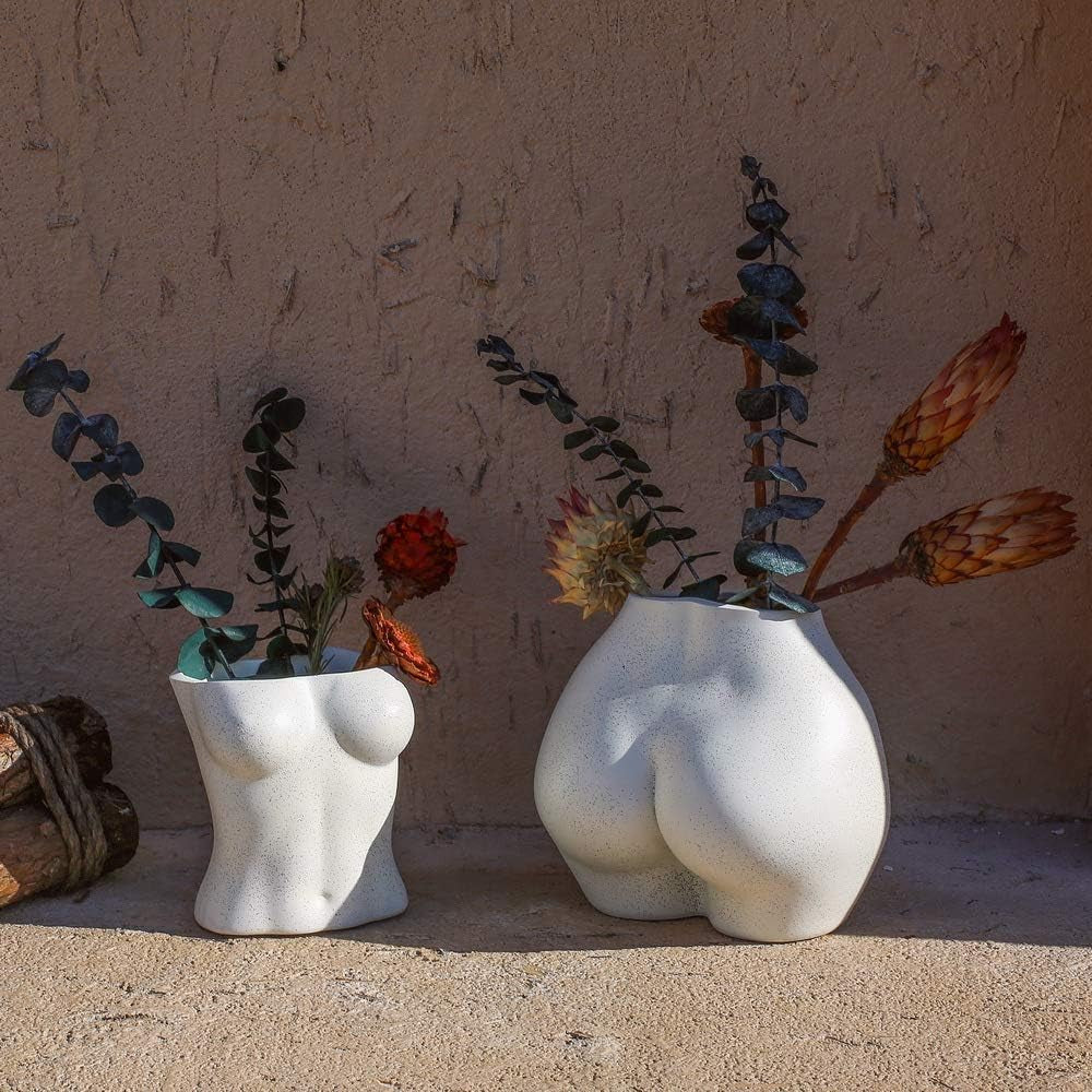 Künstliche Körpervase, weiblicher Körper-Blumentopf mit Drainagelöchern, moderner Kunstharz-Blumentopf, modernes Boho-Design, künstliche Topfpflanze für Innendekoration