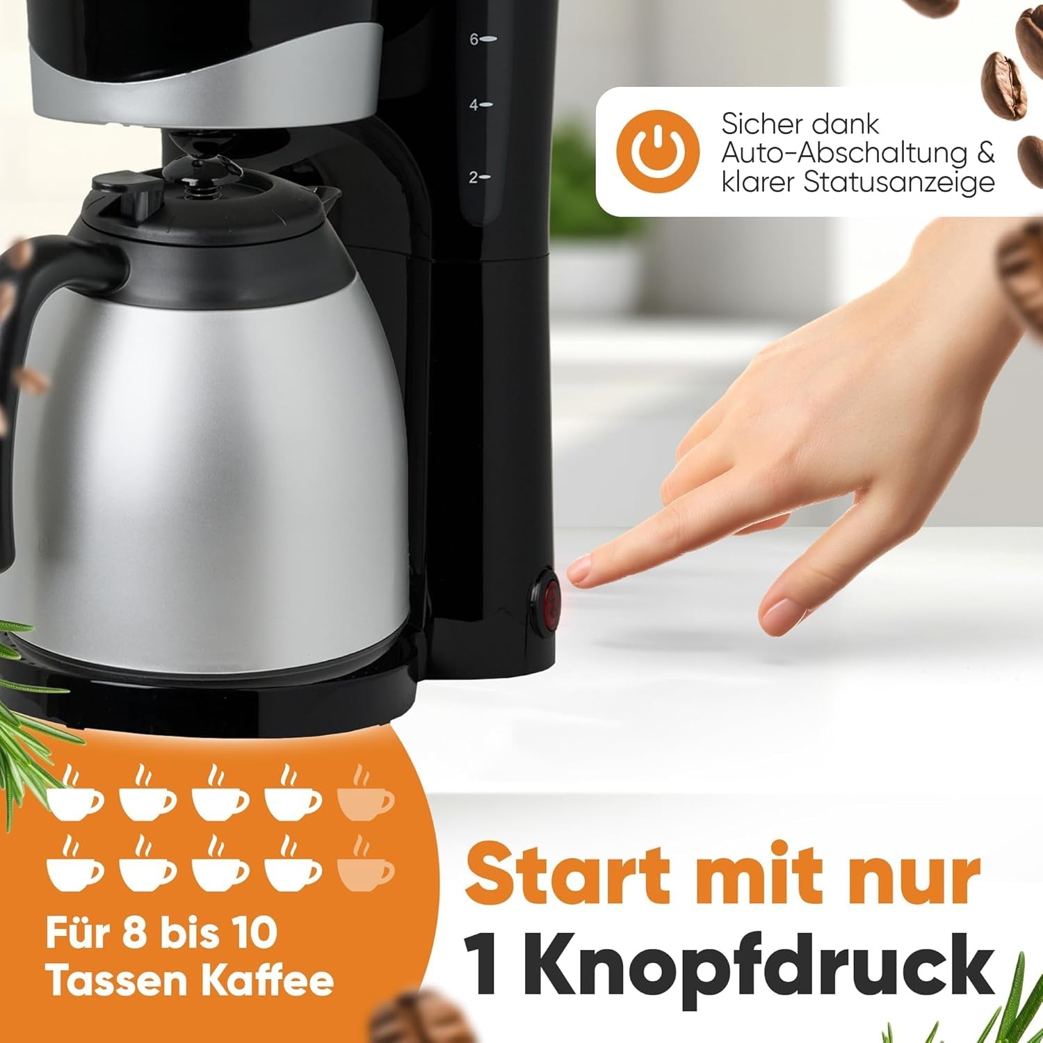 Bomann® Kaffeemaschine mit Thermoskanne | für 8-10 Tassen Kaffee | ohne Temperaturverlust | Kaffeemaschine mit Filter | 1 Liter | Espresso | Filterkaffeemaschine mit Thermoskanne | KA 168 schwarz