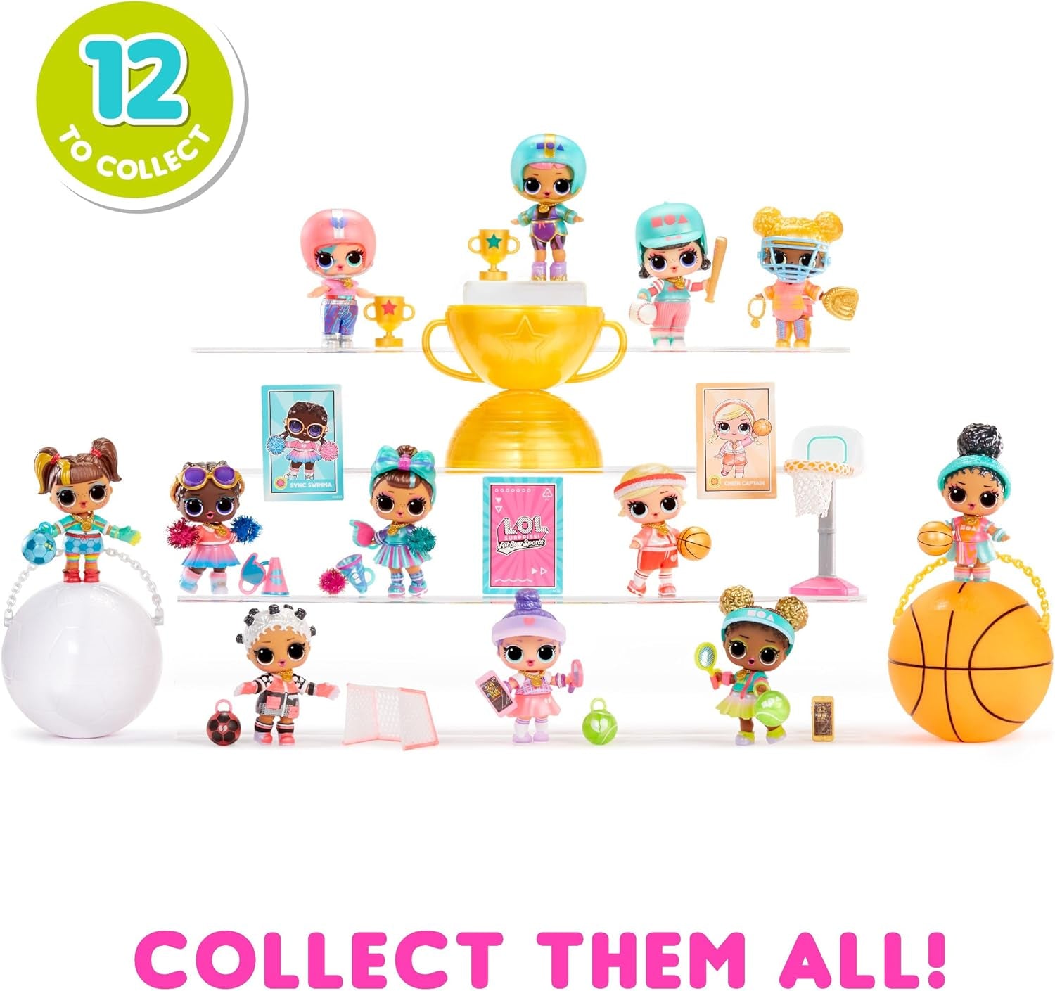 LOL Überraschung! All-Star Sports Vault Tots Collection – Enthält 1 Puppe, gepanzerte Verpackung, 12 Sammelpuppen, 8 Auspackzubehör, ideal für Kinder ab 4 Jahren, Pink