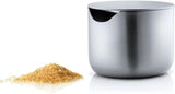 blomus -BASIC- Zuckerdose aus gebürstetem Edelstahl, idealer Zuckerbehälter für weißen/braunen Zucker, zeitloses Design, spülmaschinenfest (H/B/H 6,6x 6,6x5,2 Edelstahl, 63621)