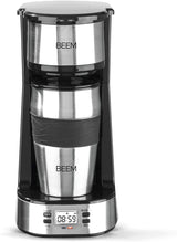 BEEM THERMO 2 GO Einzelfilter-Espressomaschine mit 0,4 l Thermobecher | Permanentfilter | Mit 24-Stunden-Timer für eine heiße Tasse Kaffee am Morgen, kein Warten | 750 W