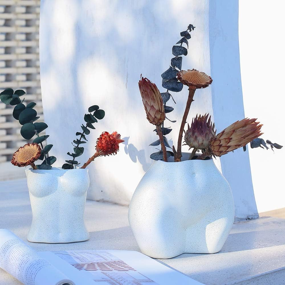 Künstliche Körpervase, weiblicher Körper-Blumentopf mit Drainagelöchern, moderner Kunstharz-Blumentopf, modernes Boho-Design, künstliche Topfpflanze für Innendekoration