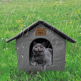 Katzenhaus Für Draußen Winterfest Wasserdicht Wetterfester Katzenhöhle Haustierhaus mit Plüschkissen Warme Hundehöhle Waschbar Hundehaus Tierheim Für Streuner Haustiere 35x30x35cm