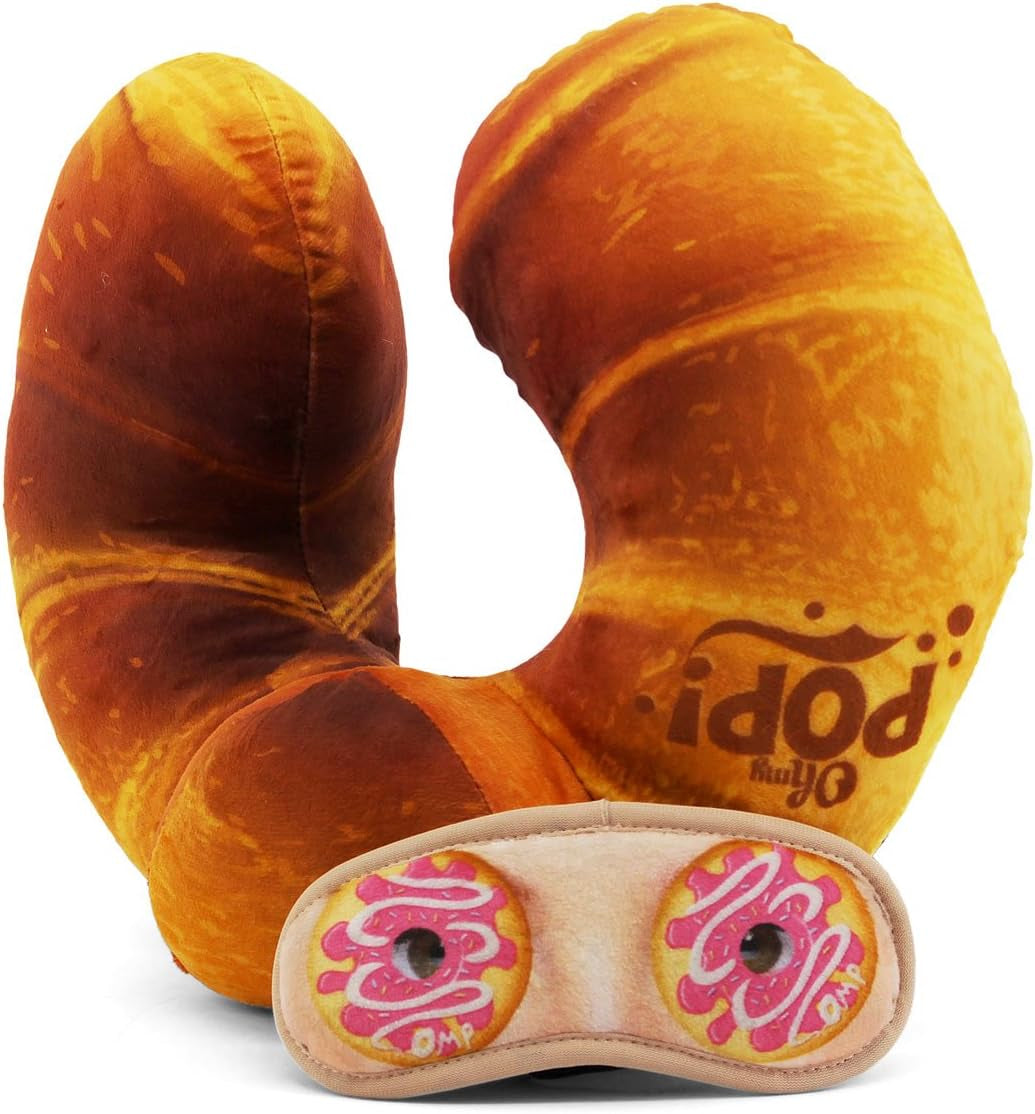 Croissant-Nackenkissen und Schlafmaske, Orange Naty Shop Reisekissen