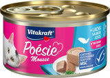 Vitakraft Poésie Mousse, Nassfutter für Katzen, luftiger Schaum, mit Lachs, ohne Zucker- oder Getreidezusatz (12 x 85 g)