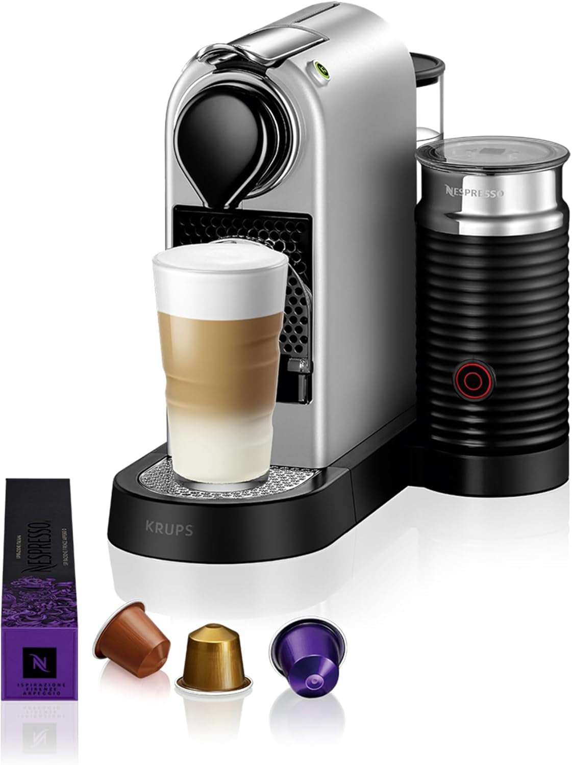 Espressomaschine mit Nespresso-Kapseln XN761B Citiz&Milk | Automatischer Standby-Modus | 1260 Watt | Fassungsvermögen des Wassertanks: 1 l | Pumpendruck: 19 bar | Silber