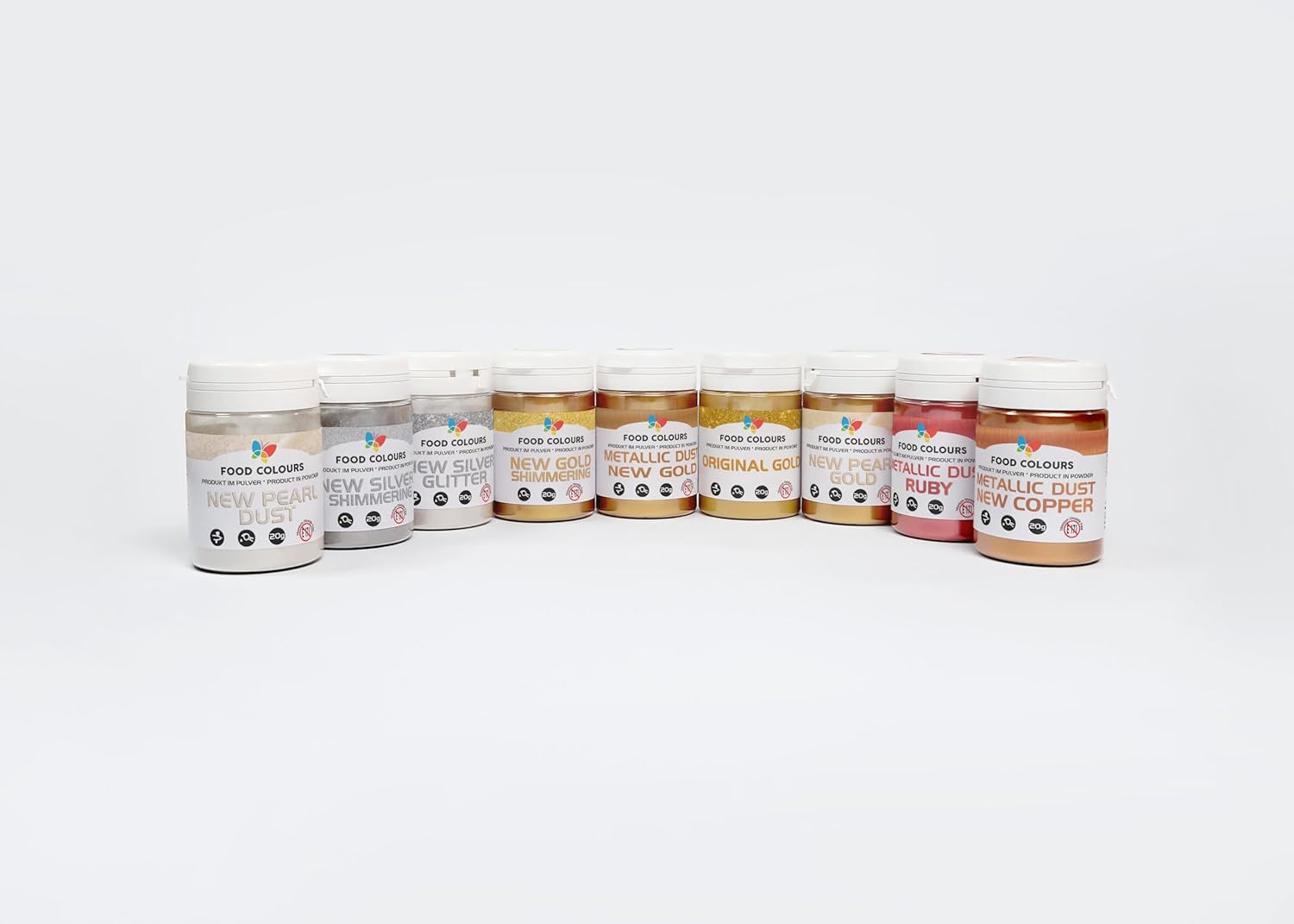 Lebensmittelfarbe Lebensmittelfarbpulver mit Metallic-Effekt, ORIGINAL GOLD 20G Lebensmittelfarbe – Ideal zum Dekorieren von Kuchen, Torten, Zuckerpasten, Keksen und Getränken.