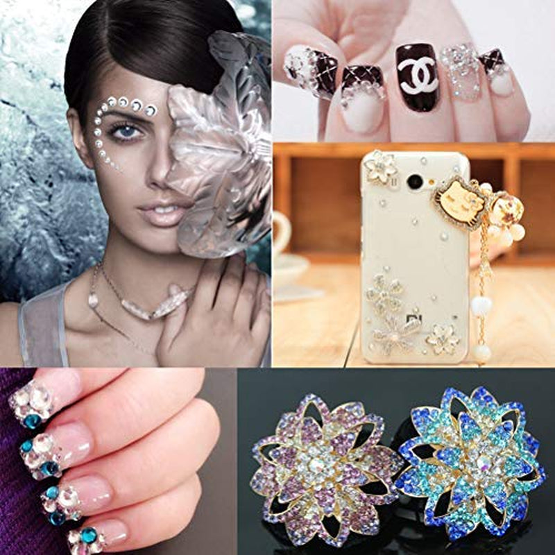 Nagel-Strasssteine ​​mit Punktierungswerkzeugen, 3D-Nageldekoration, Nagel-Glitzerstein-Set, Nail-Art-Glitzer, Nagelzubehör, Nageldesign mit Pinzette