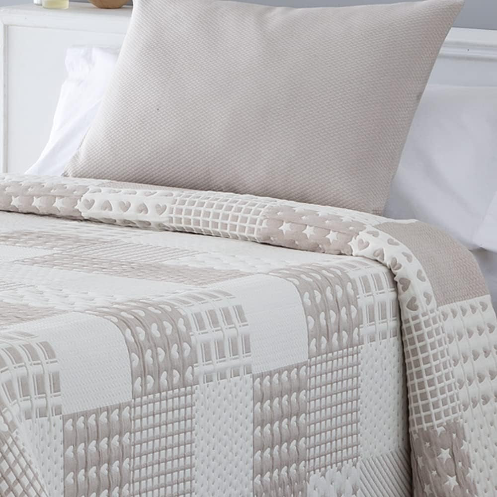 VIALMAN Colcha Bouti Ligera Tagesdecke Sofia 21, Polyester-Baumwolle, Beige, Cama 150: 250 x 270 cm Betten und Decken Besuchen Sie den VIALMAN-Store