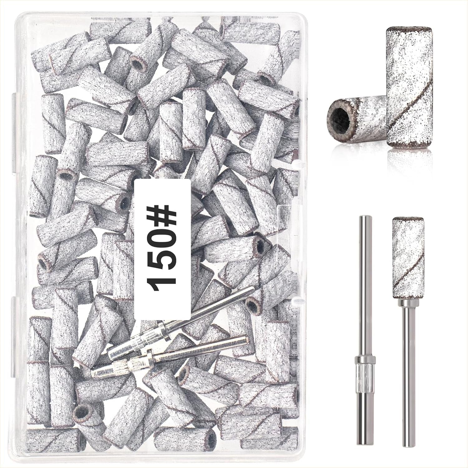 BLESWIN 100 Stück kleine Schleifbänder für Nagelbohrer, feine Körnung 240 mit 2 Stück 3-mm-Bohrern, Mini-Schleifbänder zum Polieren natürlicher Nägel und Reinigen der Nagelhaut zur Vorbereitung, Pink