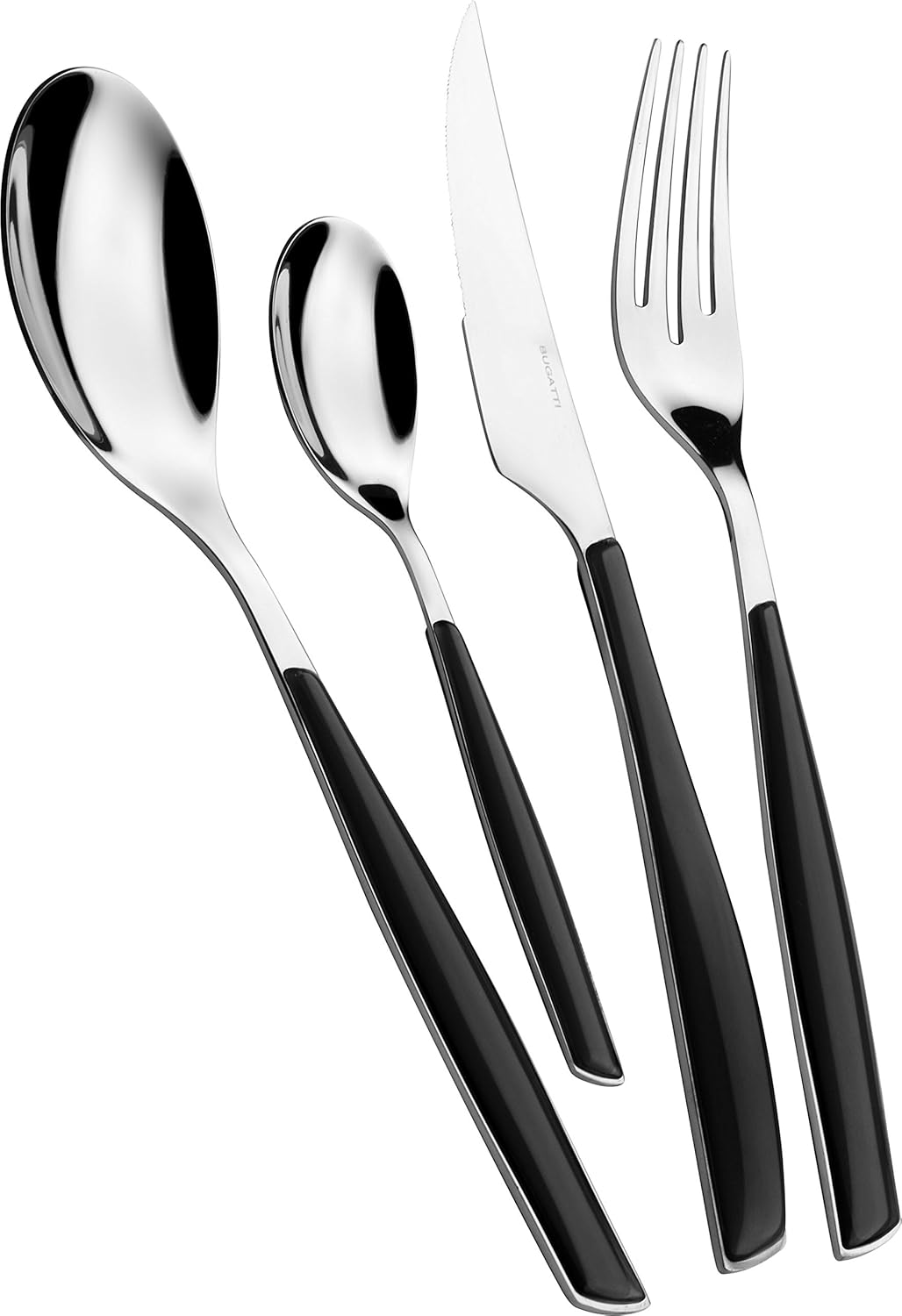 BUGATTI Glamour, Besteckset für 6 Personen, 24-teilig, Edelstahl 18/10, Naty Shop Piano Black