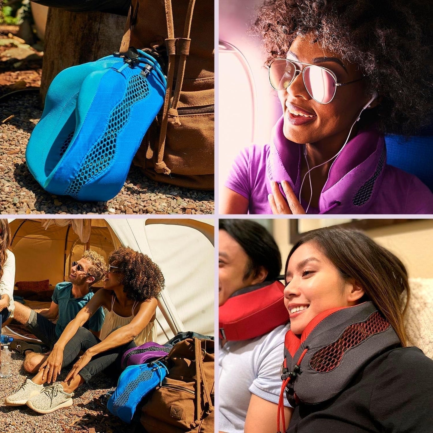 Cabeau Long Flight Reise-Nackenkissen – Evolution Cool – stützender Memory-Schaum mit Belüftungsöffnungen – kompakt mit Tragetasche (lila) Naty Shop Reisekissen