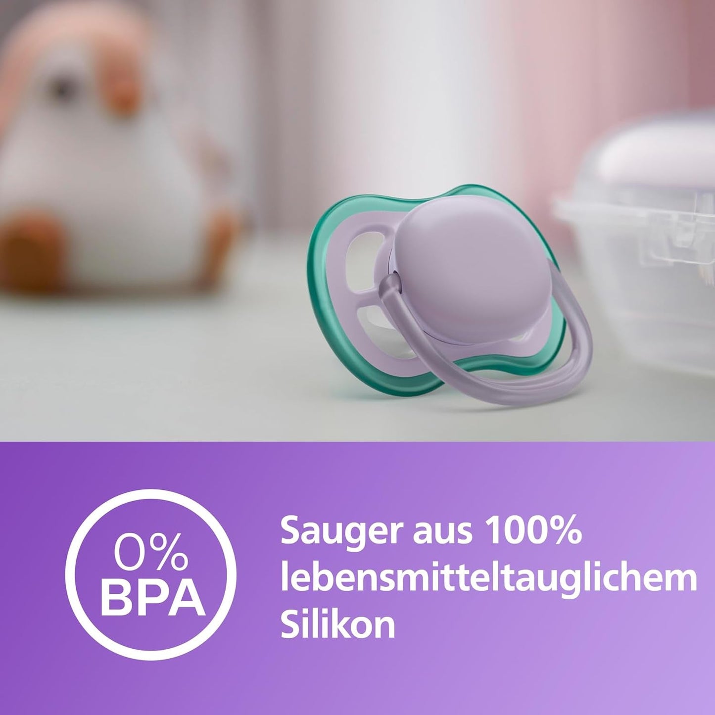 Philips AVENT ultra air Schnuller – Leichte und atmungsaktive Schnuller für Babys im Alter von 0–6 Monaten, BPA-frei, mit Tragetasche als Sterilisator, 2er-Pack, Modell SCF085/24