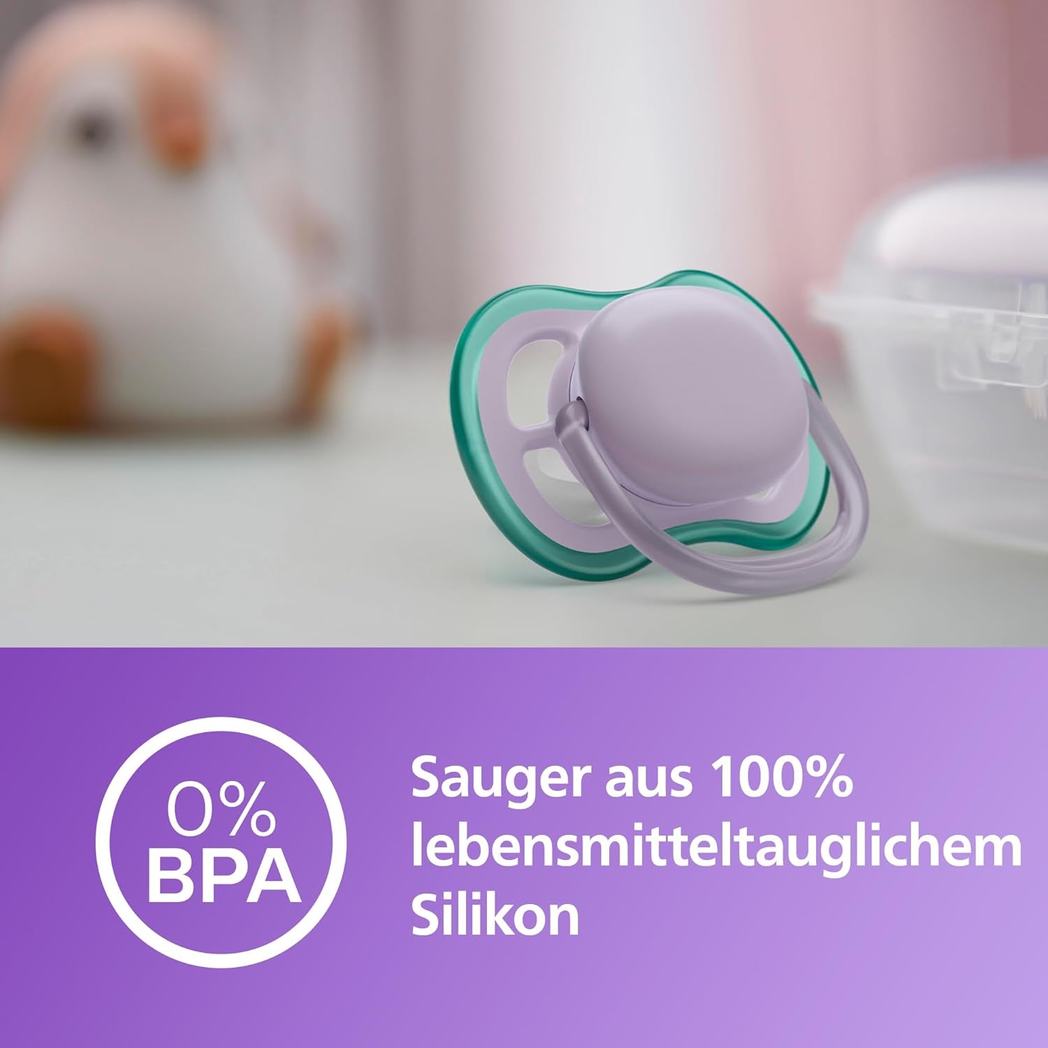 Philips AVENT ultra air Schnuller – Leichte und atmungsaktive Schnuller für Babys im Alter von 0–6 Monaten, BPA-frei, mit Tragetasche als Sterilisator, 2er-Pack, Modell SCF085/24