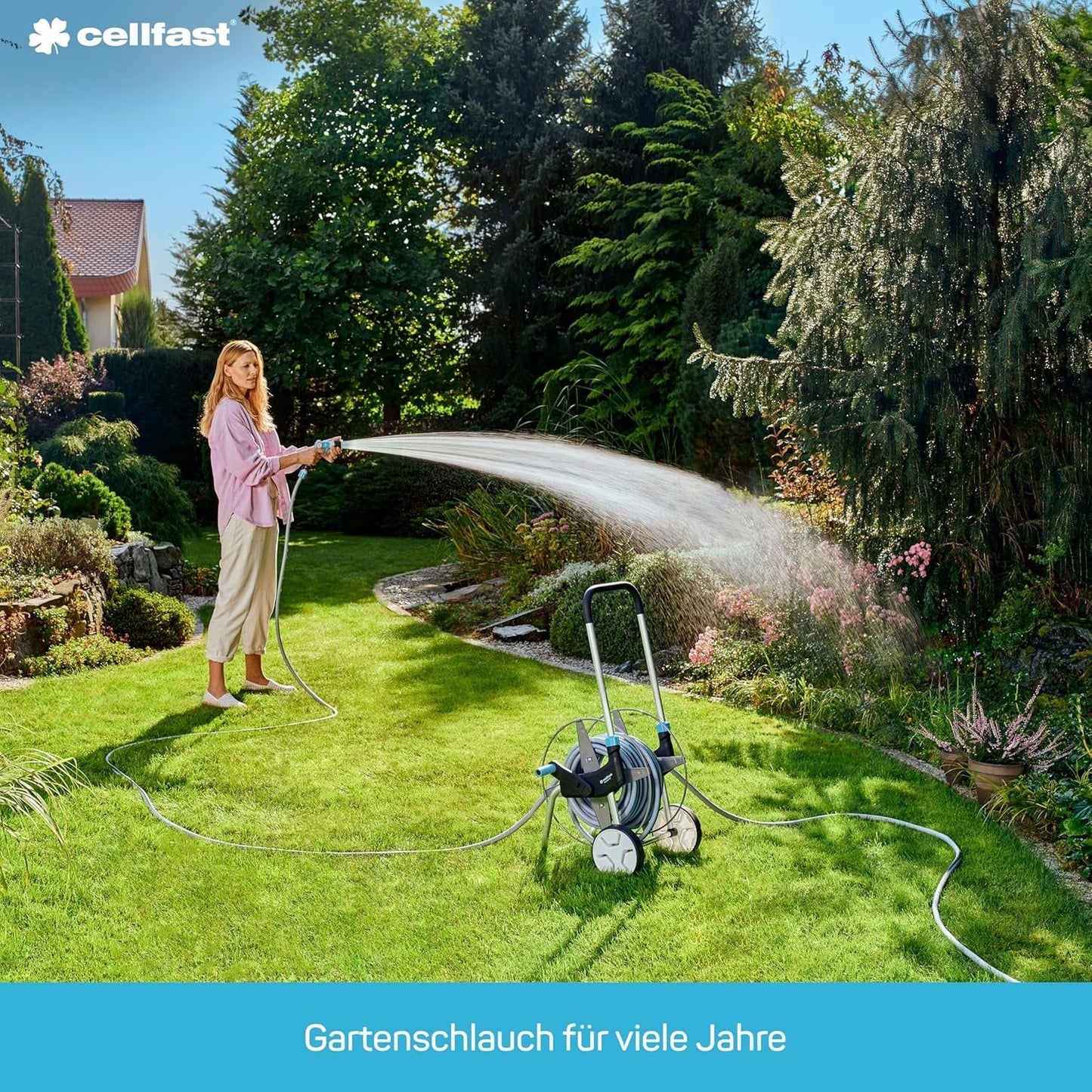CELLFAST Gartenschlauch, 6-lagiger Wasserschlauch, doppelt geflochtener Stoff, Bewässerungsschlauch, UV-beständig, Anti-Algen, flexibler Schlauch, 32 bar, 1 Zoll, 25 Meter, Hobby
