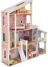 Amazon Basics 4-stöckiges Puppenhaus aus Holz und Möbelzubehör für 12-Zoll-Puppen Naty Shop Puppenhäuser