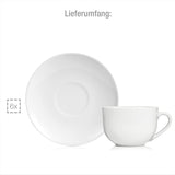 Sänger New Port Kaffeetassen-Set, 12 Tassen-Set für 6, weiße Porzellantassen und Untertassen, 150 ml | DIE PREMIUM-KOLLEKTION