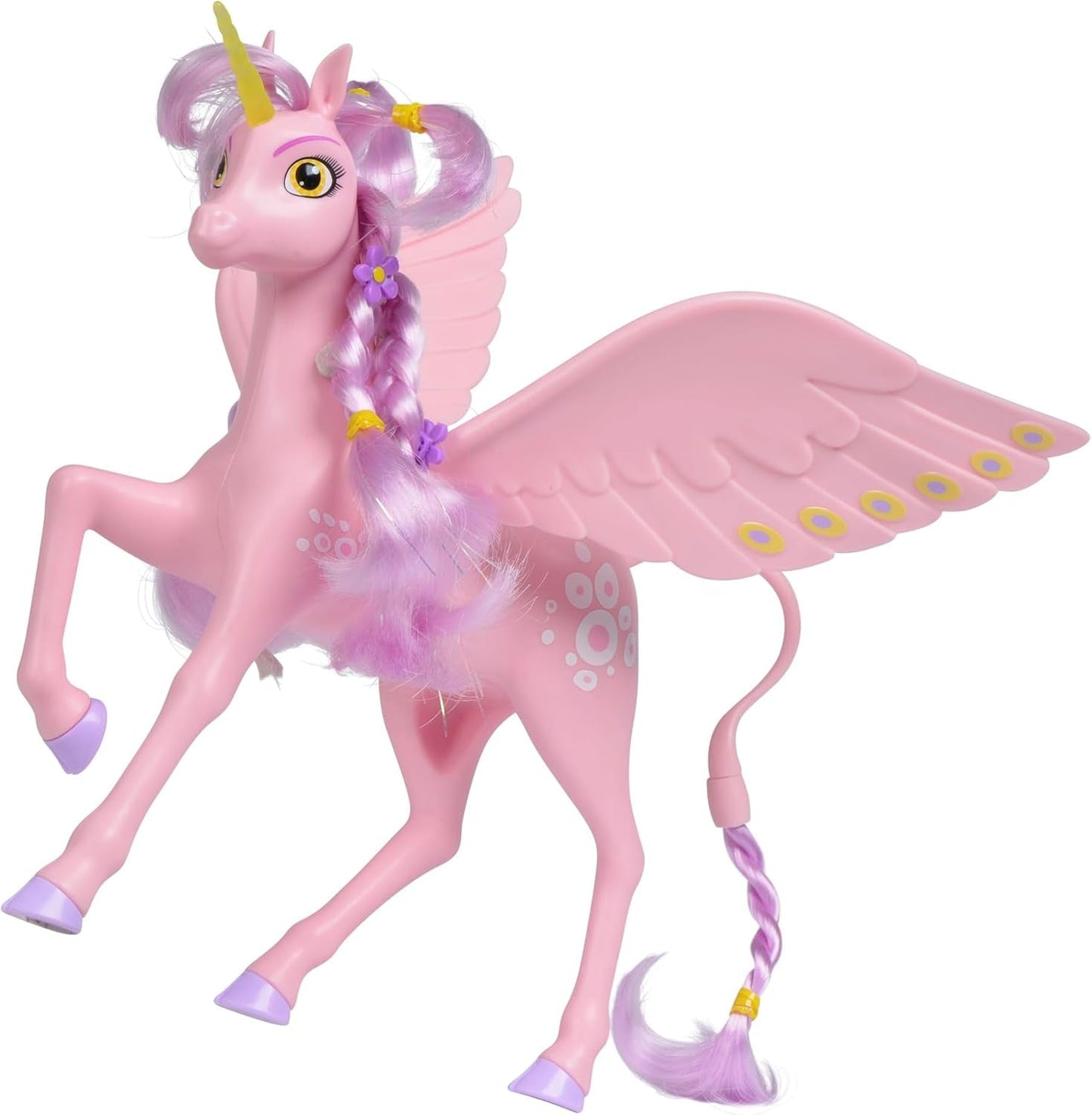Simba 109480092 - Mia and Me Einhorn Kyara, mit beweglichen Flügeln, Haarspangen und Stylingbürste, 20 cm, ab 3 Jahren, rosa