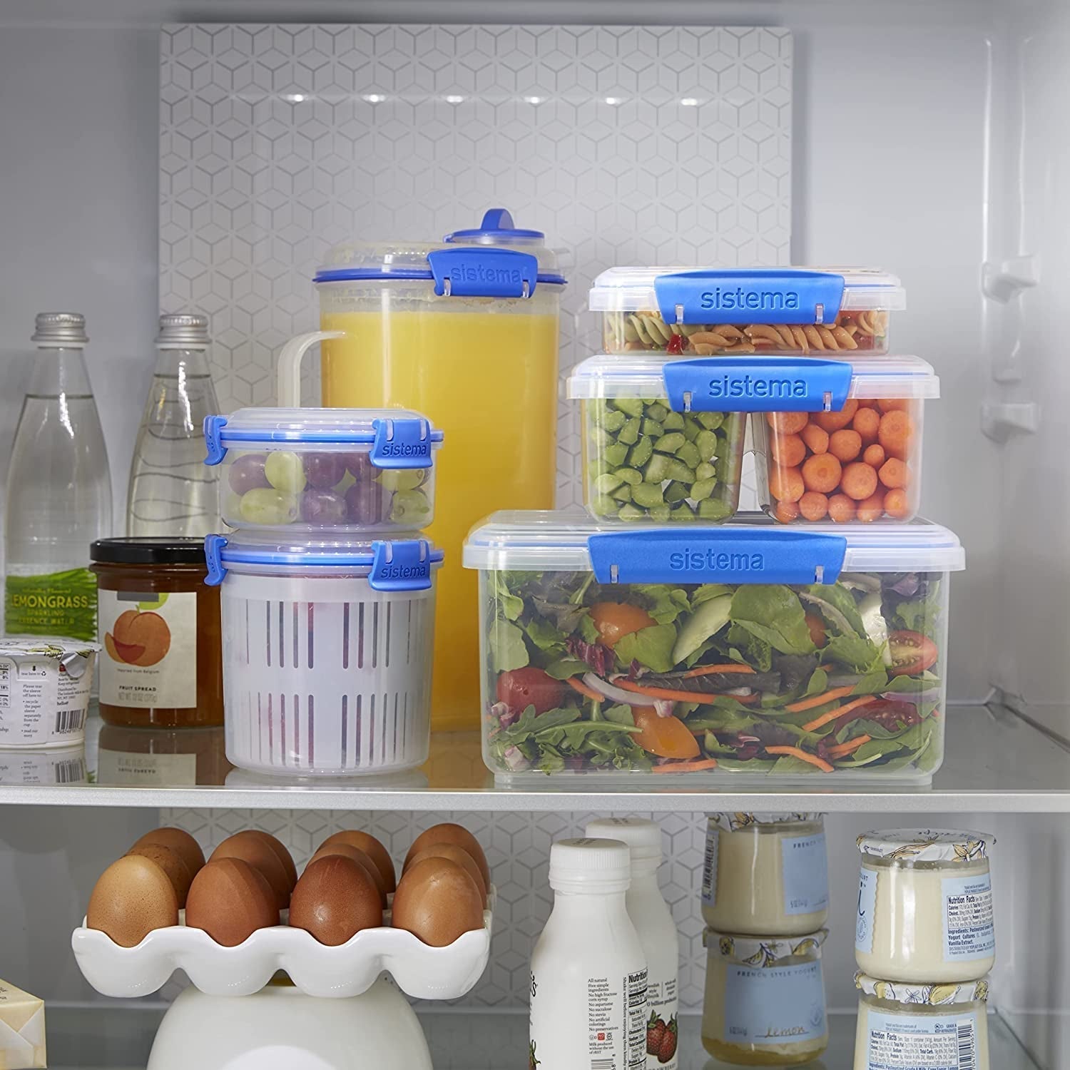 KLIP IT System Vorratsdose für Lebensmittel, 5 Liter, stapelbar, auslaufsicher, Vorratsdose mit Deckel, für Kühlschrank/Gefrierschrank geeignet, BPA-freier Kunststoff, blaue Klammern, 1 Stück (2 Stück), Aufbewahrungsboxen für Lebensmittel, Naty Shop