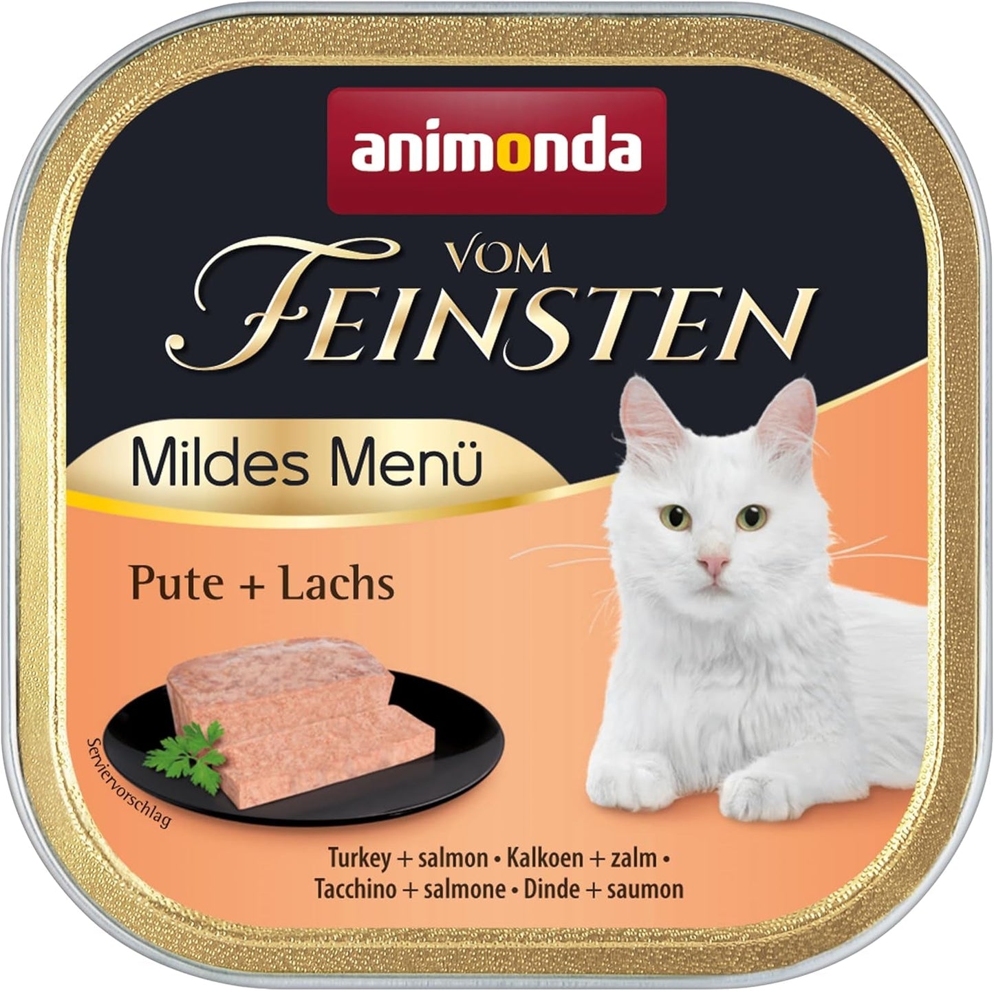 animonda vom Feinsten Mild Menü Milde Sorte (32 x 100g), getreidefreies, zuckerfreies Nassfutter für Katzen, leicht verdauliches Futter mit Putenfleisch