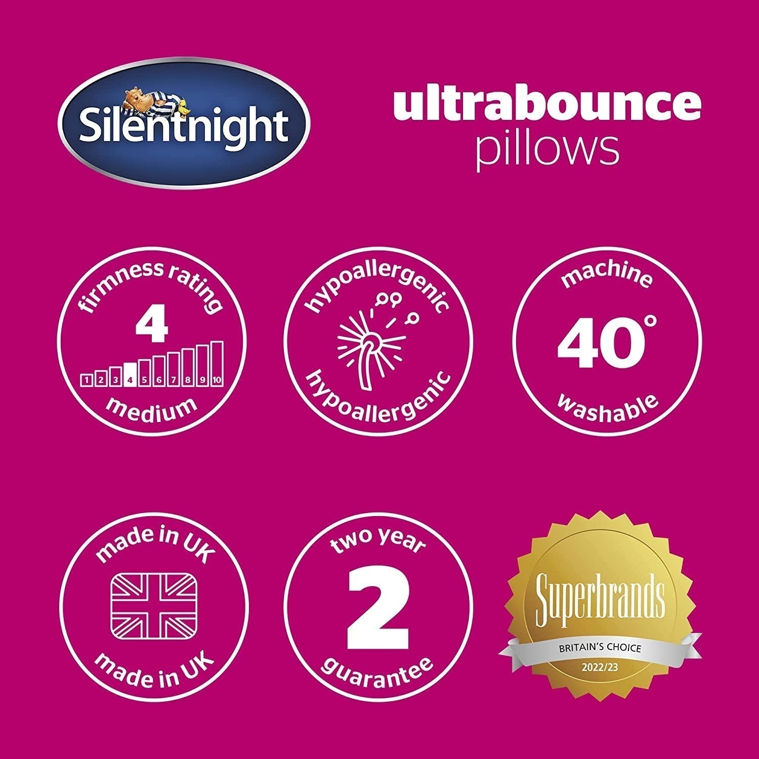 Silentnight Ultrabounce-Kissen, Weiß, Mikrofaser, Weiß, 2er-Pack Naty Shop Standard-Kissen