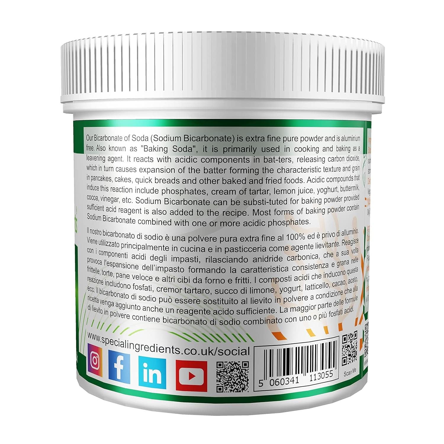 Besondere Inhaltsstoffe Natriumbikarbonat – Premium Qualität Extra Fine Powder, Vegan, Gvo-Frei, Glutenfrei – Recycelbarer Behälter Kitchen Naty Shop