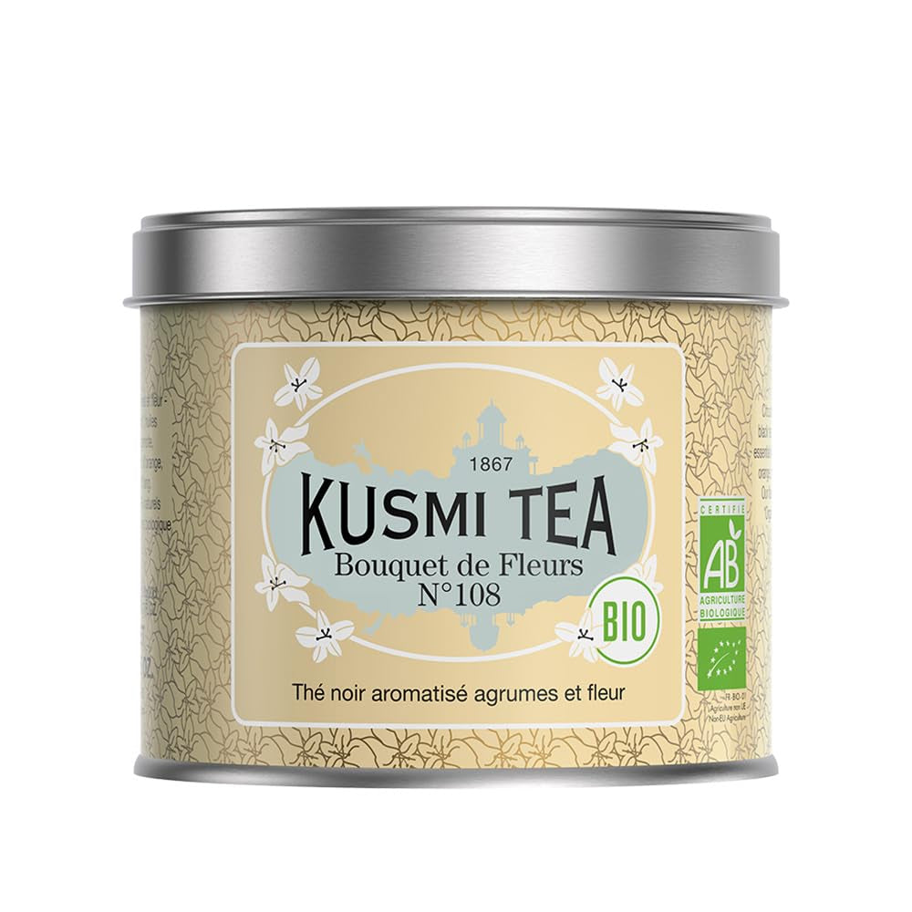 Kusmi Tea – Earl Grey Intense – Bio-Earl-Grey-Schwarztee mit kräftiger Bergamotte und würziger Zitrone – loser Tee – 100 g Metallbox – Menge für ca. 50 Tassen