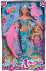 Simba 105733336 – Steffi Love Mermaid Friends, magische Meerjungfrauenpuppe mit Schwester Evi, Delfinfigur und mehr, Spielzeug für Kinder ab 3 Jahren