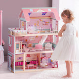 ROBUD Kinder-Puppenhaus aus Holz, Puppenhaus, Spielzeug, Geschenk für Mädchen und Jungen im Alter von 3 4 5 6 Jahren
