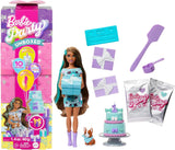 Barbie-Party-Puppe ausgepackt und Zubehör, Geburtstags-Haustier-Serie, 10 Überraschungs-Party-Stern-Set, inklusive Farbwechseleffekt und Kuchendekorationen JFG72
