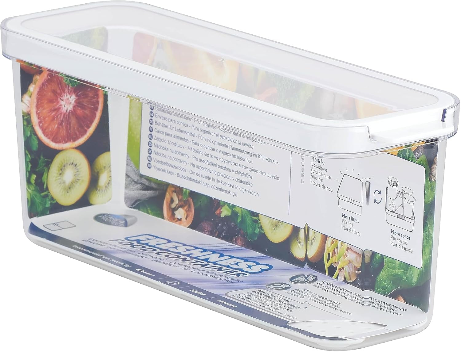 CARE + PROTECT Smarter Lebensmittelbehälter, perfekt stapelbar, Kühlschrank-Organizer, schützt Lebensmittel vor Feuchtigkeit, hält Lebensmittel länger frisch, 2,15 L Frischhalteboxen Naty Shop 2 L