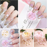 6 Box 3D Flower Nagelkunst Charms, Acryl Flower Nagel Strass Mit Gold Und Silberperlen Ornamente, Nagel Edelsteine, Nagel Zubehör Für Mädchen, Frauen, DIY Nageldesign, Basteldekoration…