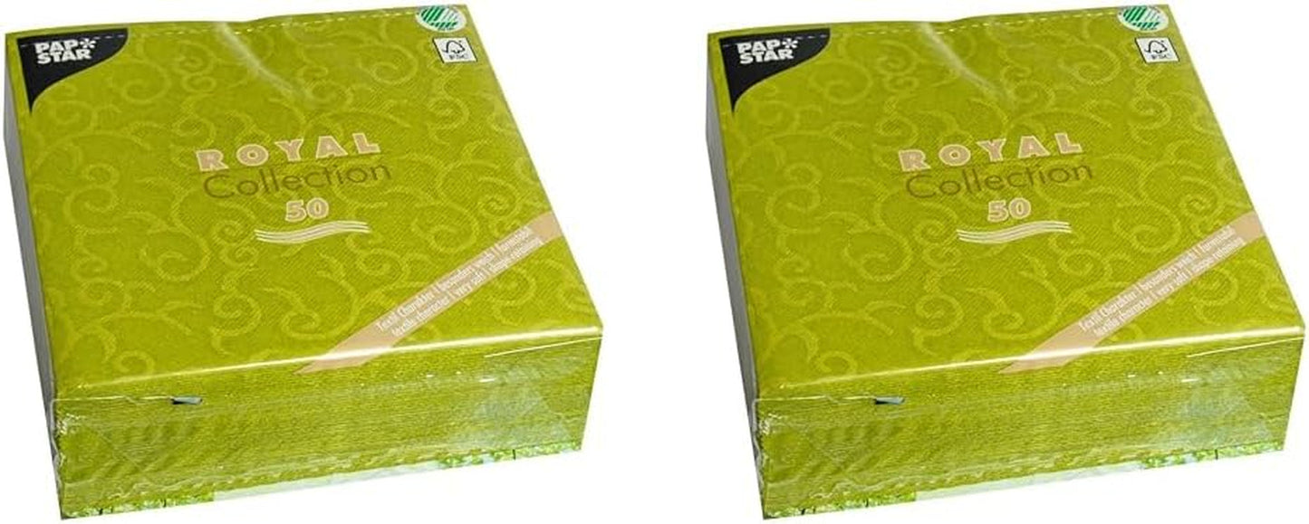 PAPSTAR 50 Servietten ROYAL Collection 1/4-Falz 40 cm x 40 cm Olivgrün Casali 84883 Dekoservietten Tischdekoration für Hochzeit, Taufe und Gastronomie