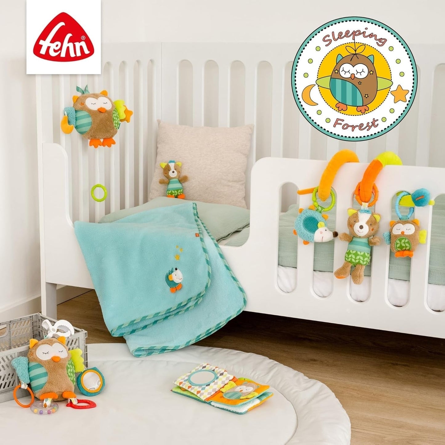 Fehn Activity Spiral Sleeping Forest – Kinderwagenspielzeug zum Anfassen und Halten – Babyspielzeug für Bett, Laufstall, Kinderwagen und Autositz – Motorikspielzeug für Babys und Kleinkinder ab 0+ Monaten Babyspielzeug Naty Shop