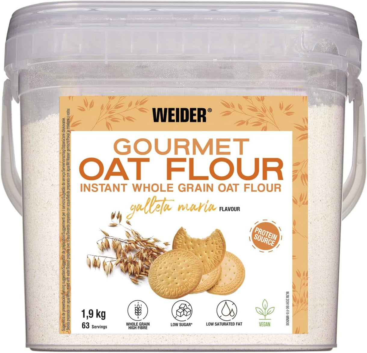Weider Gourmet Haferflocken (1,9 kg) Brownie-Geschmack. Vollkorn-Haferflocken. Proteinquelle mit niedrigem Zuckergehalt.