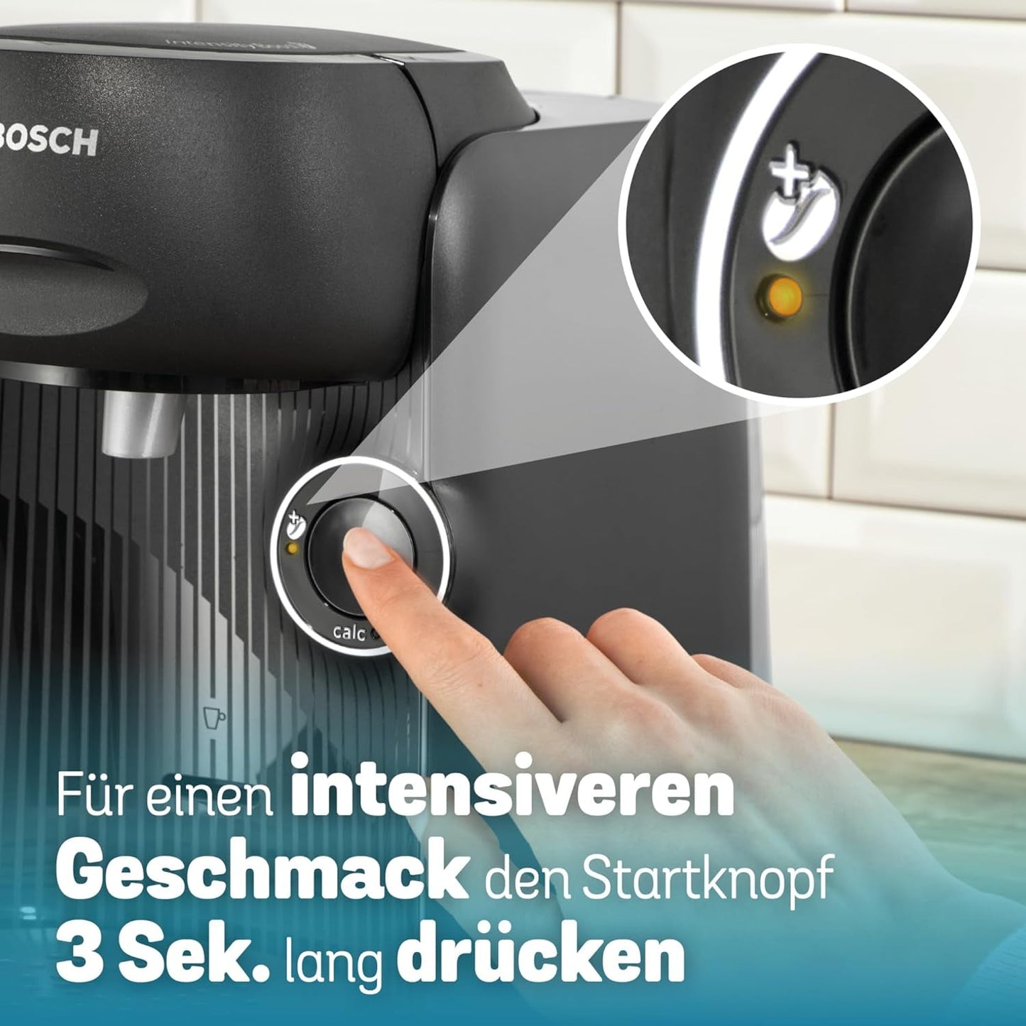 Bosch Tassimo finesse TAS162E Kapsel-Espressomaschine, 70 Getränke, intensiverer Kaffee auf Knopfdruck, automatische Abschaltung, nachhaltig, perfekte Dosierung, 1400 W, schwarz/schwarz