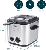 Princess 182611 Mini-Fondue-Fritteuse – schnelles Erhitzen – Geruchsfilter – 1,2 Liter Fassungsvermögen, Silber Haushaltsgeräte Naty Shop