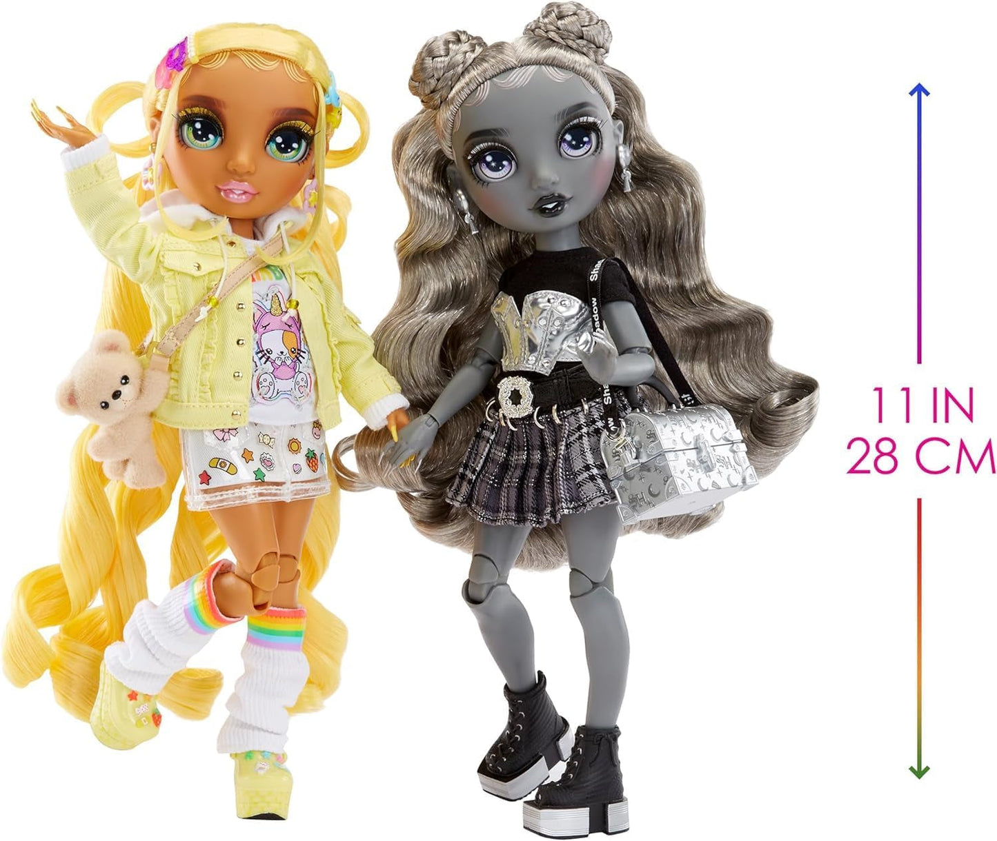 Special Edition Rainbow High Shadow High – Madison Twins Sunny und Luna – 2 Modepuppen in gelben und grauen Designer-Outfits, kombinierbar mit Accessoires – für Sammler und Kinder von 4–12 Jahren