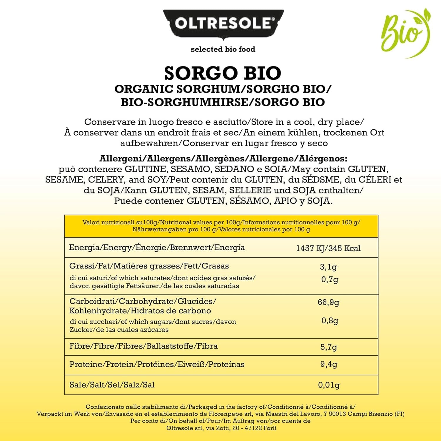 Bio-Weißhirse, 1 kg, geschält, Rohkorn, biologisch angebaut in Italien, ideales Paket für die Familie