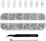 Beadsland 2500 Stück Glas Nailart Strasssteine ​​​​Kristall Flatback Edelsteine ​​​​Runde, ​​Für Handwerk Gemischt 8 Größen SS4 ~ SS30 Mit Picking Pinzette Und Stift (Kristall Weiß)