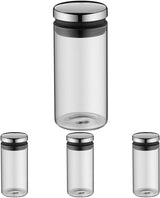 WMF Depot 1L Glas-Vorratsdose, Höhe 21,5 cm, Vorratsdose mit Deckel, Kaffeebohnenbehälter, Müslidose, Frischhaltedose mit breiter Einfüllöffnung (4er-Pack) Naty Shop Einzelne 1-Liter-Frischhaltedosen (4er-Pack)