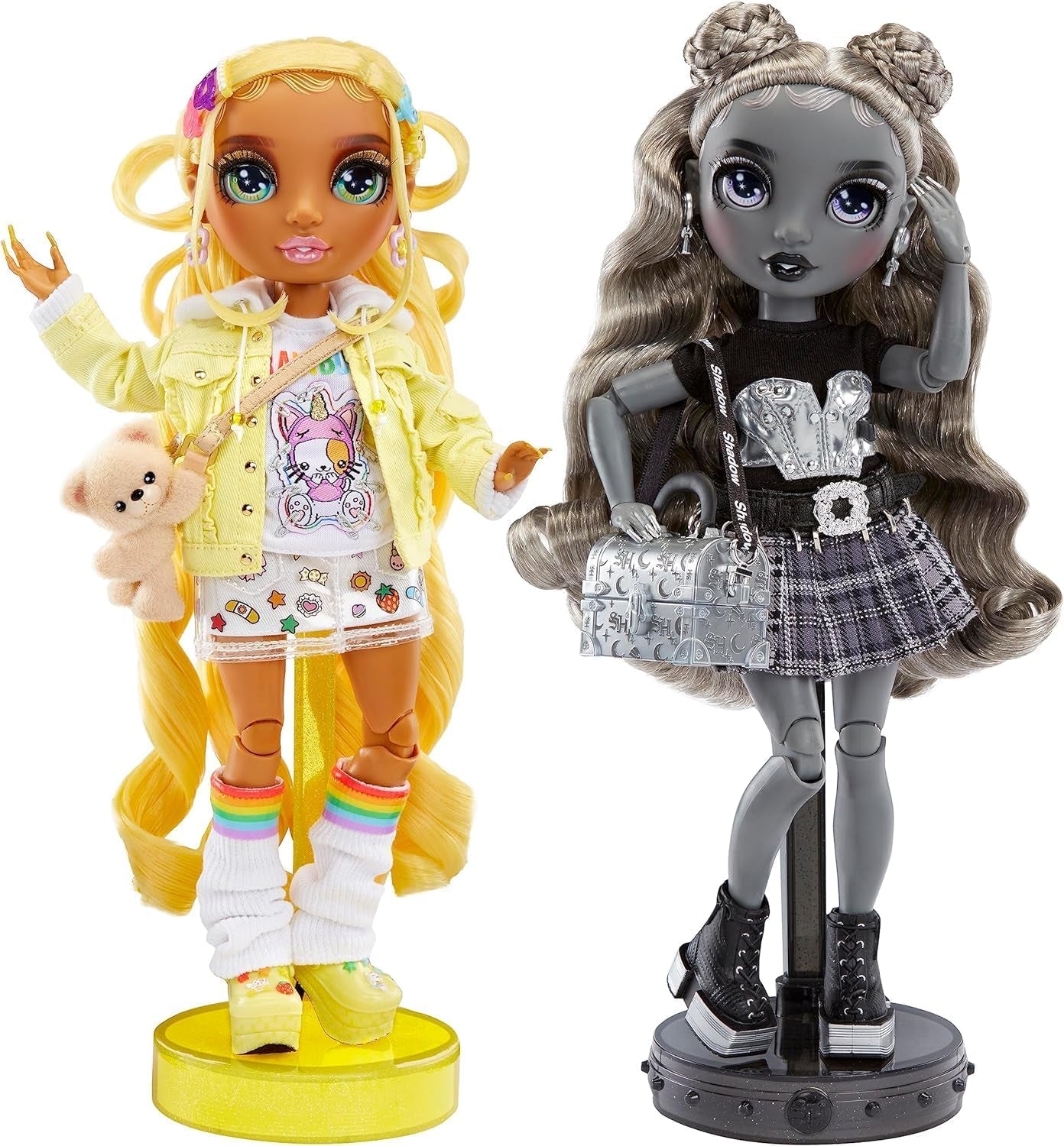 Special Edition Rainbow High Shadow High – Madison Twins Sunny und Luna – 2 Modepuppen in gelben und grauen Designer-Outfits, kombinierbar mit Accessoires – für Sammler und Kinder von 4–12 Jahren