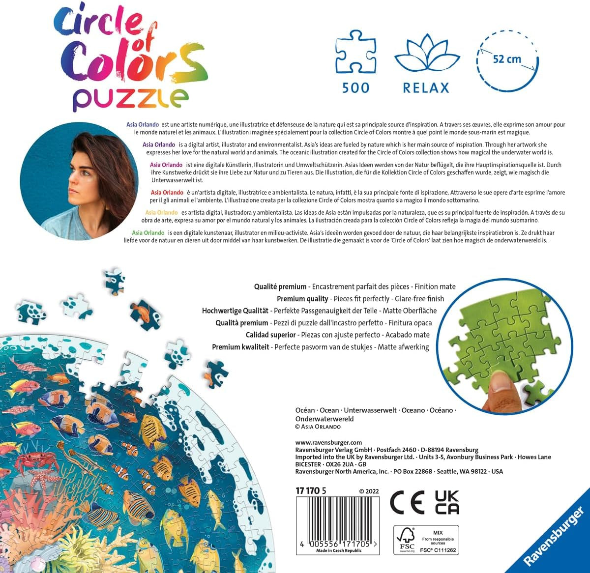 Ravensburger Puzzle 17170 Farbkreis - Ozean & U-Boot Puzzle 500 Teile Puzzle Naty Shop