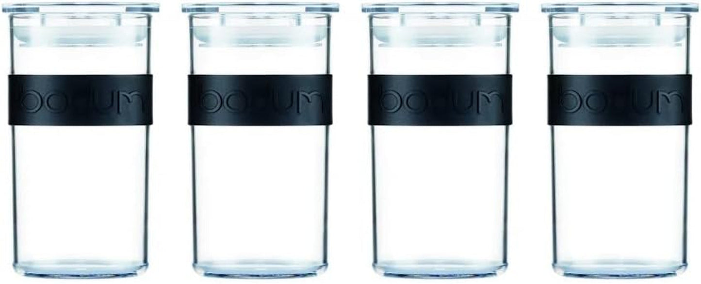 BODUM PRESSO Vorratsdosen, Kunststoff, Schwarz, 4 x 0,25 l, 3 x 0,6 l, 3 x 1 l, 2 x 2 l Frischhaltedosen Naty Shop Schwarz 0,25 L