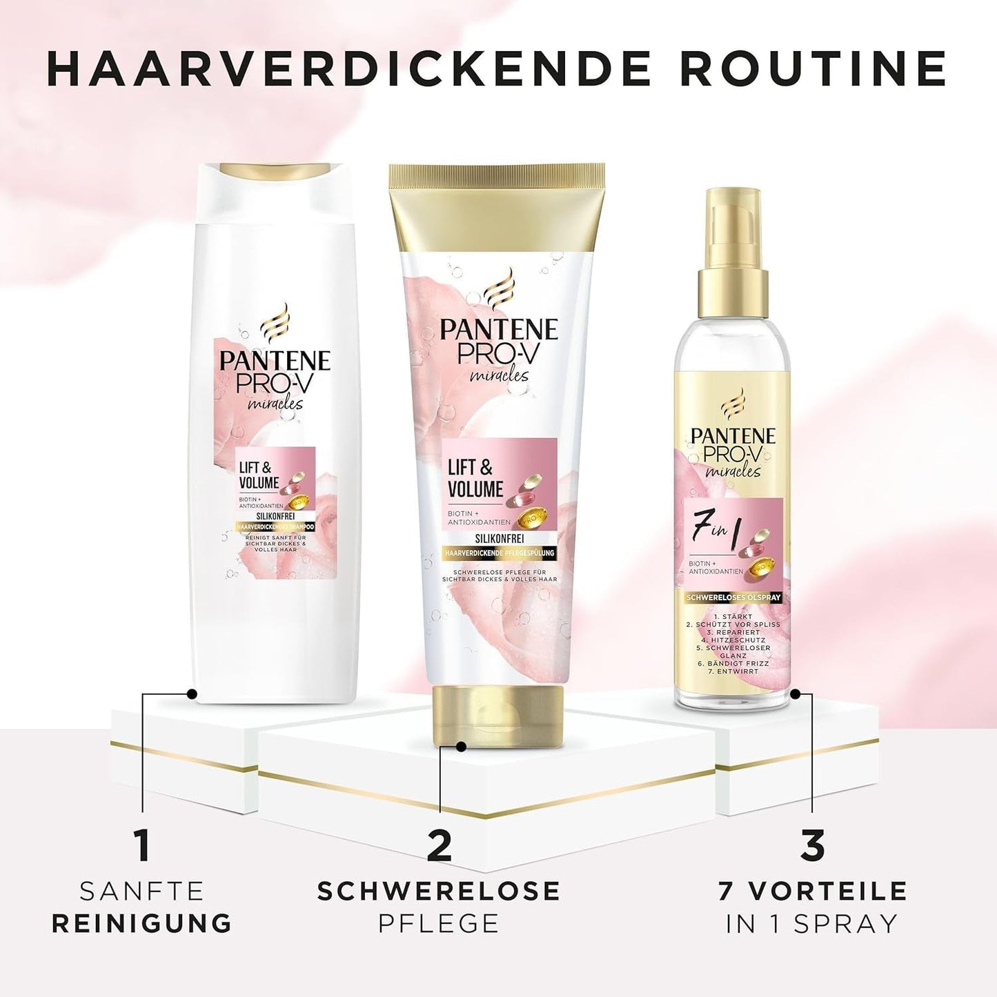 Pantene Pro-V Lift & Volume Thickening Shampoo mit Biotin, silikonfreies Pantene Shower & Bath