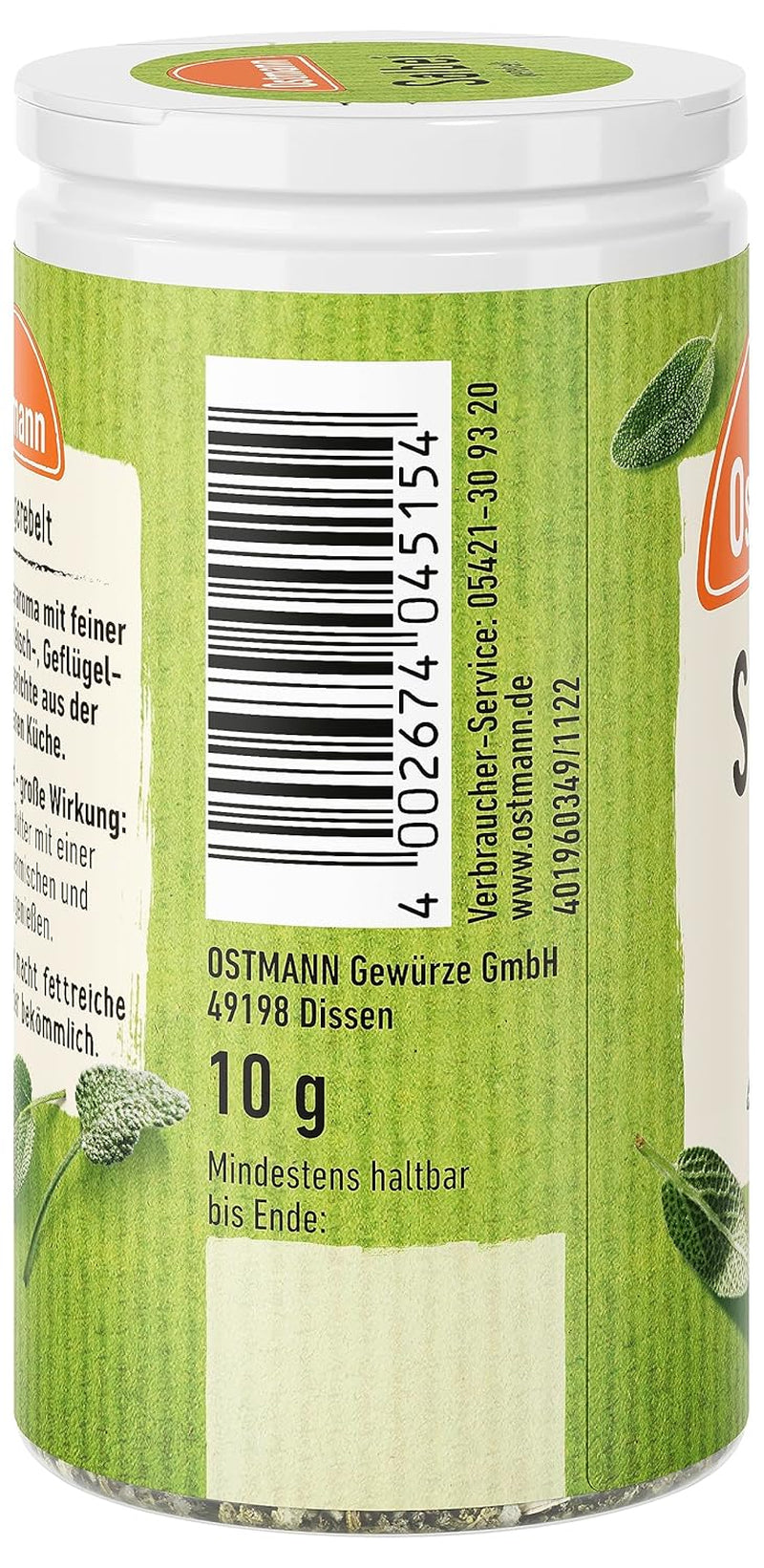 Ostmann Gewürze - Salbei gerebelt | Würziges Kräuteraroma für Fleisch- und Gemüsegerichte | 10 g in der Dosis