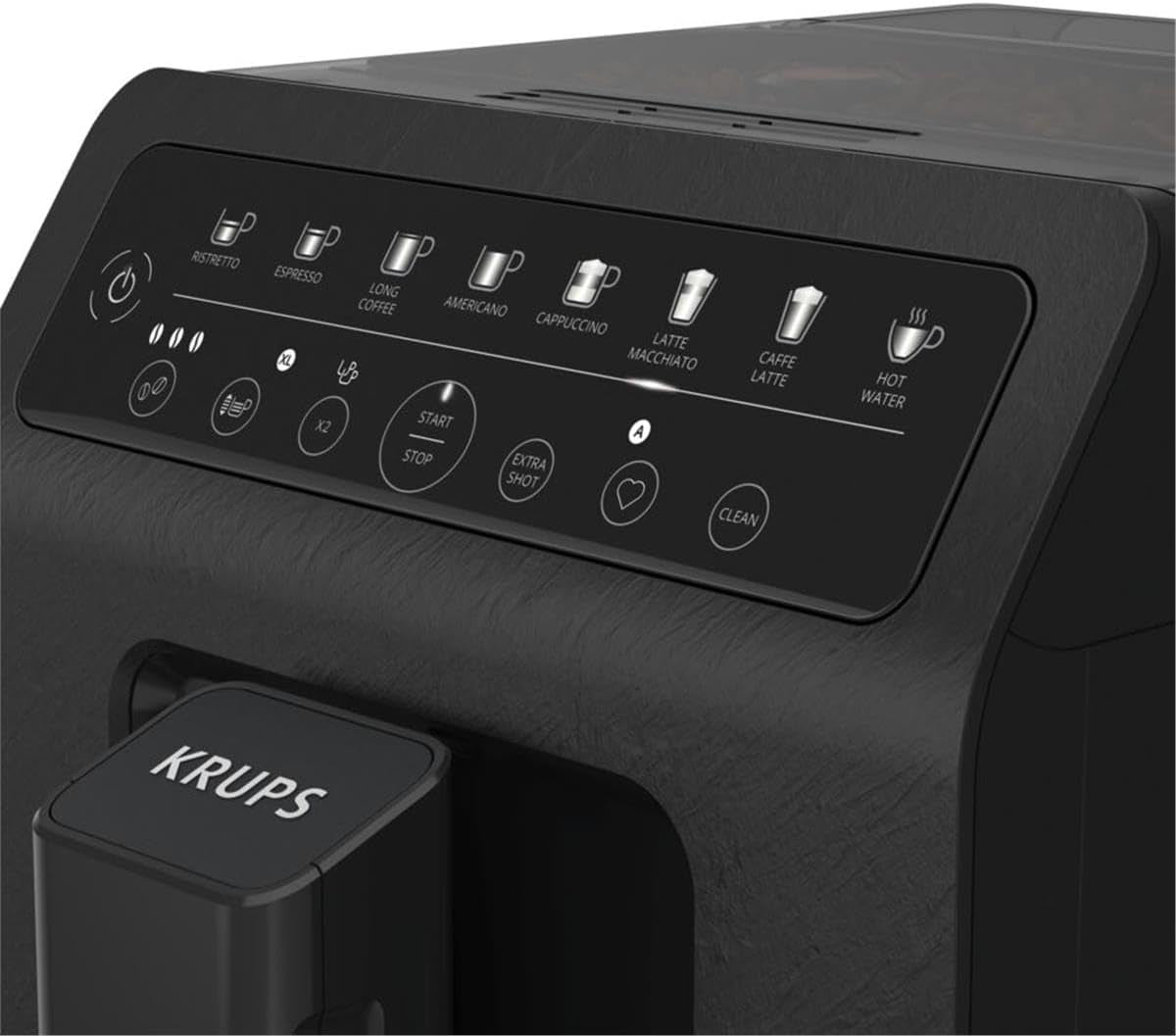 Krups EA897B Evidence ECOdesign automatische Espressomaschine, automatische Espresso- und Cappuccino-Funktion, Quattro Force-Technologie, One-Touch-Milchbecher, 8 Voreinstellungen, Milchsystem, 1450 W